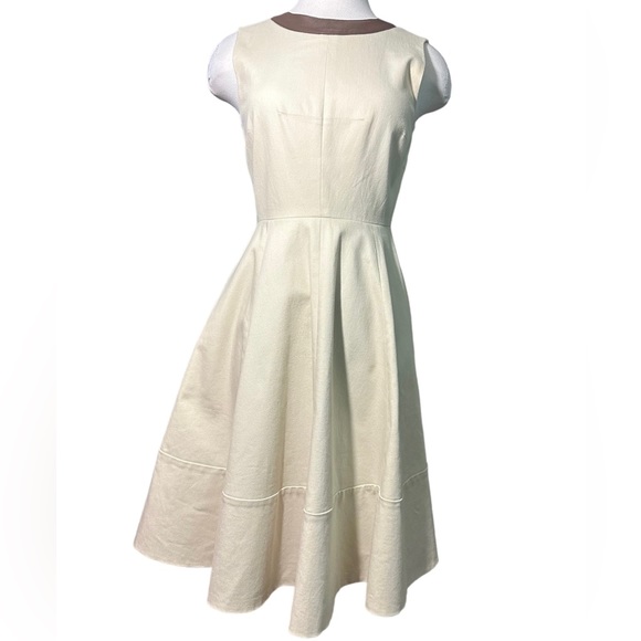 Kate Spade Havana Leather Triim Dress A-Line Size 4 - Picture 8 of 10